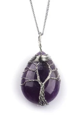 Ametist Doğal Taş Tel Sarmalı Kolye thumbnail 1