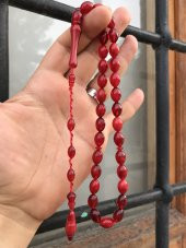 Yoğun Hareli Sistem Püsküllü Toz Kehribar Tespih - 1