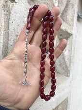 Vişne Rengi Kapsül Kesim İran Bağası Toz Kehribar Tesbih - 1