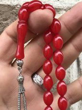Vişne Çürüğü Tonunda Beyzi Kesim Toz Kehribar Tesbih - 3