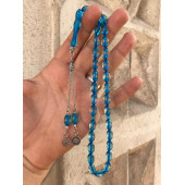 Sürmeli Buz Mavisi Toz Kehribar Tesbih - 1