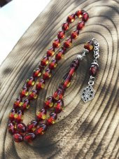 Sürmeli Model Kırmızı Tonda Toz Kehribar Tesbih - 2