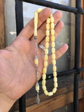 Yoğun Hareli Beyrut Damlası Kapsül Kesim Toz Kehribar Tesbih - 1