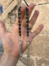 Sürmeli Model Su Yeşili-Siyah Tonda Toz Kehribar Zaza Tespih - 1