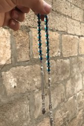 Sürmeli Model Mavi Tonda Toz Kehribar Zaza Tesbih thumbnail 1