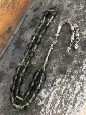 Şeffaf Tonda  Hareli Toz Kehribar Tesbih - 2