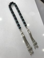 Sürmeli Model Su Yeşili-Siyah Tonda Toz Kehribar Zaza Tespih - 2