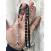 Sürmeli  Açık yeşil Tonda Kesme Toz Kehribar Tesbih - 2