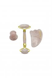 Kuvars Roller ve 2li Gua Sha (Yaprak ve Mantar) - 1