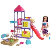 Orjinal Barbie Skipper Tırman ve Keşfet Kaydıraklı, Salıncaklı ve Kum Havuzlu Oyun Alanı Barbie Bebek Bakıcısı thumbnail 1