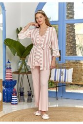 Cossy By Aqua 22548 Pembe Hamile Lohusa 3 Lü Pijama Sabahlık Takımı - 6