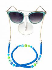 Fimo Mavi Nazar Boncuk Gözlük Zinciri - Kolye - Bileklik - 7