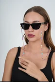 Fimo Çiçekli Kum Boncuk Gözlük Zinciri - Kolye - Bileklik - 1