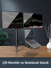 NPO STD7093 10"-27" Notebook Stand ve Vesa Monitör Tutucu Çift Kol - 4