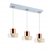 TT Aydınlatma TT017-3S-MBY  Mermer Desen 3 lü Sıralı Beyaz Avize - 1
