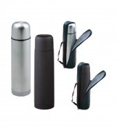 Bardak Kapaklı Deri Kılıflı 750 Ml Çelik Termos - 1