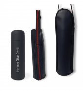 Kişiye Özel Bardak Kapaklı Deri Kılıflı 500 Ml Çelik Termos HK2071 - 8