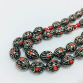 OSMANLI SARAYI YÜSUR GÜMÜŞ KRMZ 13X15 TESBİH thumbnail 1