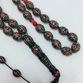 OSMANLI SARAYI YÜSUR GÜMÜŞ KRMZ 13X15 TESBİH thumbnail 2