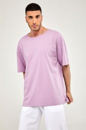 Oversize Erkek Tshirt-LİLA - 4