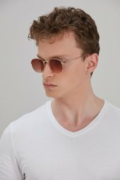 ModaLucci ML 04 Beşgen Kahverengi Unisex Güneş Gözlüğü 6901436304639 - 2