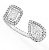 Monemel Swarovski Taşlı Gümüş Baget Yüzük (Ayarlanabilir) - 1