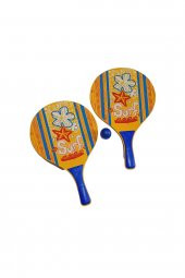 Plaj Tenis Raket Seti ( 2 Raket 1 Top) Turuncu Mavi - 1
