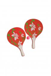 Plaj Tenis Raket Seti ( 2 Raket 1 Top) Kırmızı Beyaz - 1