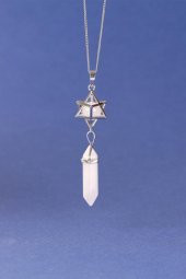 Kristal Kuvars Doğal Taş Merkaba Kolye thumbnail 1