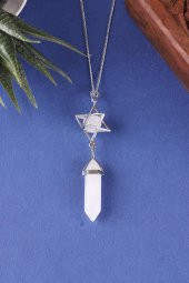 Kristal Kuvars Doğal Taş Merkaba Kolye thumbnail 2