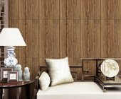 Renkli Duvarlar Ahşap Desen 3D Kendinden Yapışkanlı Salon Koridor Duvar Kağıdı Paneli NW84 - 7