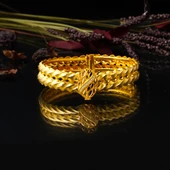 Burma Sarı Altın Kelepçe Bilezik - 4