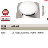 Horoz HL-635S MODEL 60W Krom ve Mat Krom Tavan Duvar Armatürü KON - 1