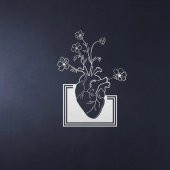 Dekoratif Metal Duvar Süsü Minimalist Çiçek Kalp Dekor - 1