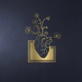 Dekoratif Metal Duvar Süsü Minimalist Çiçek Kalp Dekor - 2
