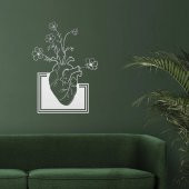 Dekoratif Metal Duvar Süsü Minimalist Çiçek Kalp Dekor - 5
