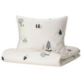 Tek Kişilik Çocuk Nevresim Takımı IKEA MeridyenDukkan Beyaz,Desenli-150x200/50x60 Cm-Çarşafsız - 1