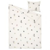 Tek Kişilik Çocuk Nevresim Takımı IKEA MeridyenDukkan Beyaz,Desenli-150x200/50x60 Cm-Çarşafsız - 2