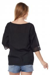 Newbutix Şile Bezi Siyah Otantik Bluz - 3