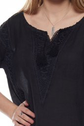 Newbutix Şile Bezi Siyah Otantik Bluz - 4