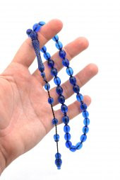 USTA İŞİ SİSTEMLİ ARPA KESİM LACİVERT TOZ PRES KEHRİBAR TESBİH thumbnail 4