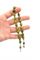 ARPA KESİM HARELİ YEŞİL TOZ KEHRİBAR ZAZA TESBİH İRİ BOY - 3