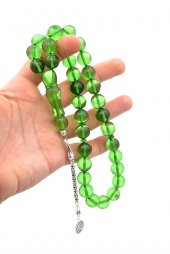 ARNAVUT KAMÇILI KÜRE KESİM YEŞİL SIKMA KEHRİBAR TESBİH DEV BOY thumbnail 4