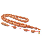 MUSTAFA UYSAL USTA YAPIMI KAPSÜL KESİM HARELİ SARI SIKMA KEHRİBAR TESBİH thumbnail 1