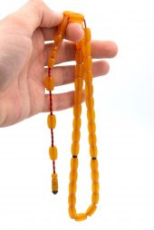 USTA İŞİ SİSTEMLİ KAPSÜL KESİM ÇUBUK MALZEME TURUNCU SIKMA KEHRİBAR TESBİH 122 thumbnail 4