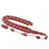 USTA İŞİ SİSTEMLİ KAPSÜL KESİM KOYU KIRMIZI SIKMA KEHRİBAR TESBİH 097 thumbnail 1