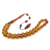 USTA İŞİ SİSTEMLİ ZEYTİNYAĞI RENGİ SIKMA KEHRİBAR TESBİH 001 - 2