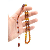 USTA İŞİ SİSTEMLİ ZEYTİNYAĞI RENGİ SIKMA KEHRİBAR TESBİH 001 - 3