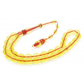 USTA İŞİ ARPA KESİM ZEYTİNYAĞI RENGİ TOZ PRES KEHRİBAR TESBİH DEV BOY - 3