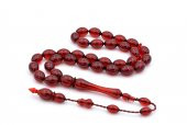 HAKİKİ USTA İŞİ ARPA KESİM KOYU KIRMIZI UÇAK CAMI TESBİH İRİ BOY - 1